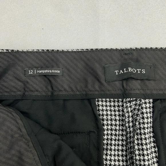 Talbots Women’s 12 Hampshire Ankle Pockets Mills Grey Black Houndstooth Pant - Picture 3 of 6